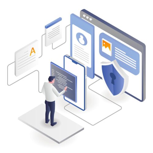 man-is-securing-application-program-data-free-vector